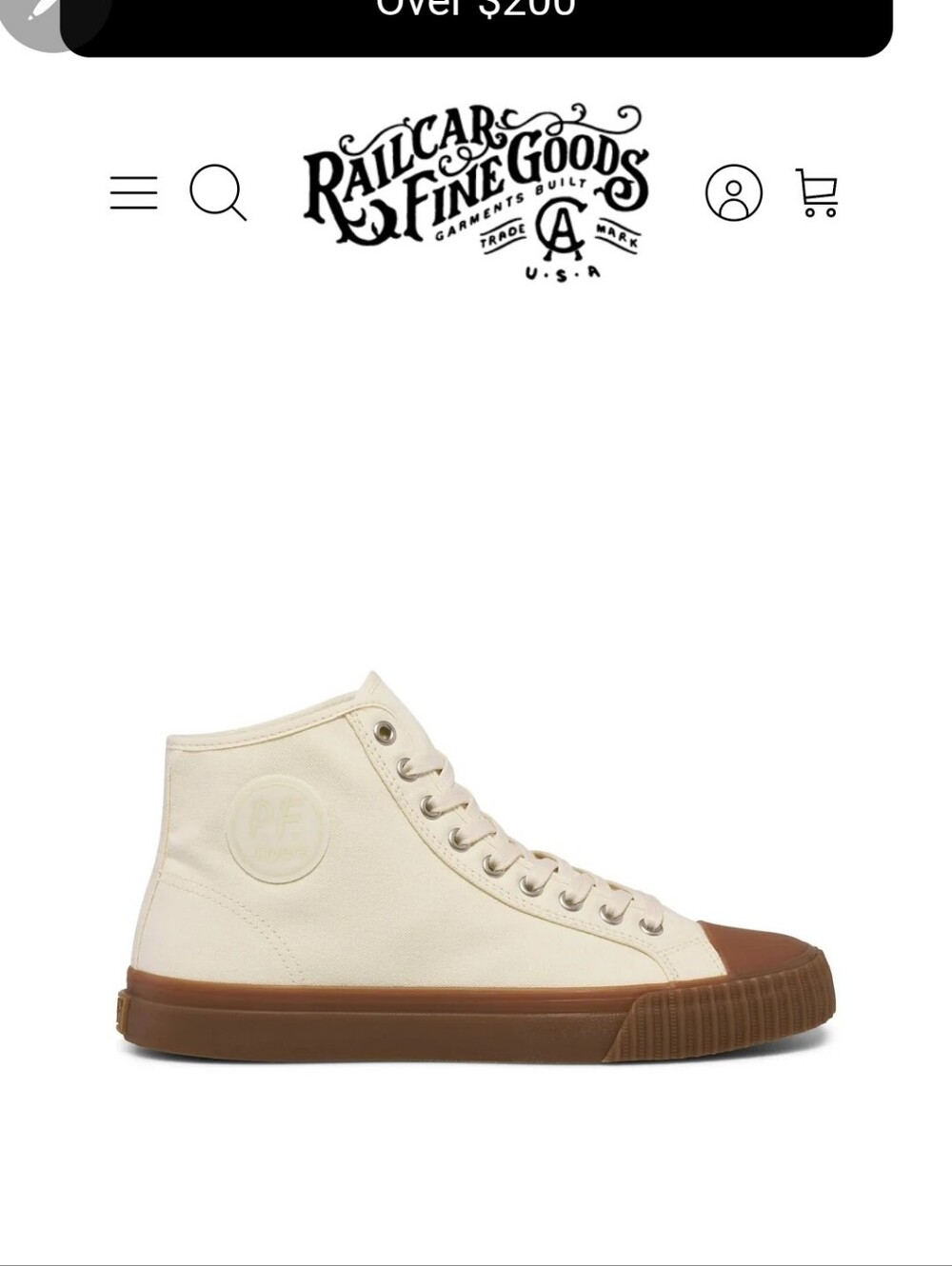 P.F. Flyers Cream High-Top Canvas Sneakers with Brown Sole